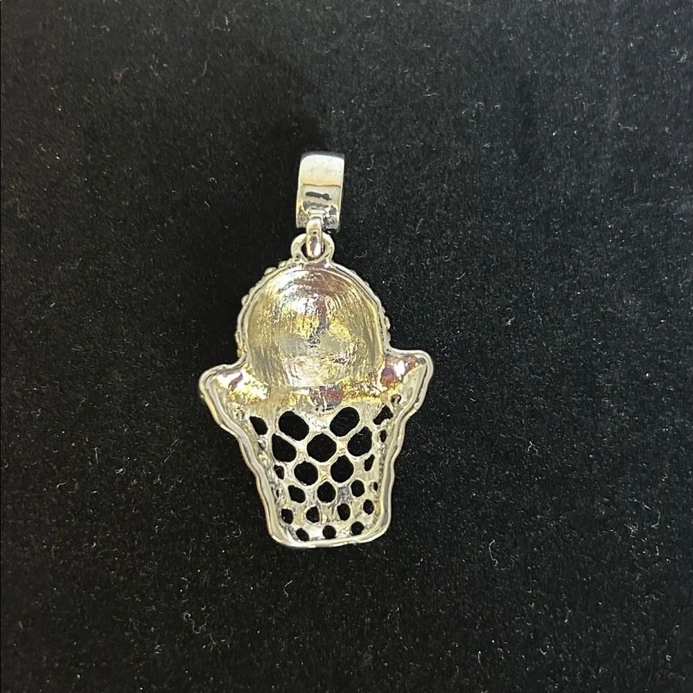Silver Basketball Hoop Pendant